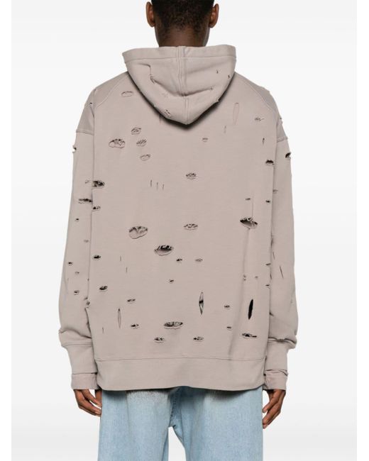 Givenchy Gray Logo-print Ripped Hoodie for men