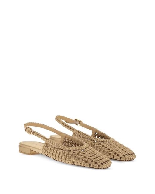 Stuart Weitzman Natural Marina Woven Slingback Ballet Flats