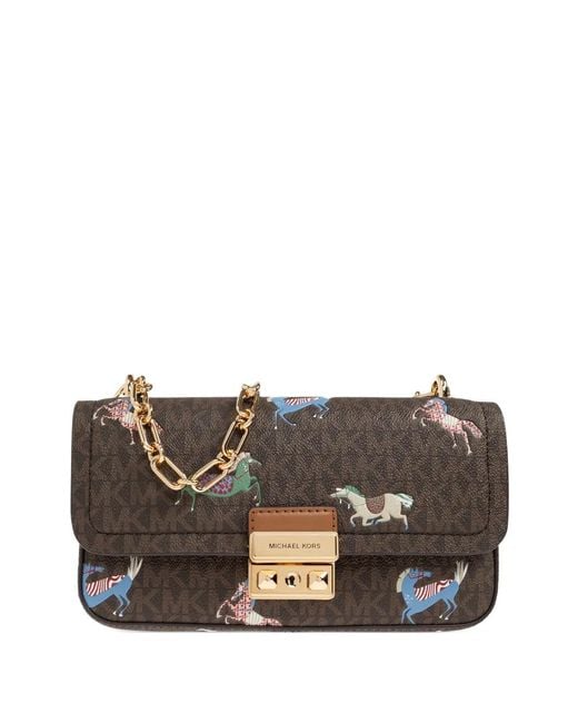 Michael Kors Gray Tribeca Horse-Print Crossbody Bag