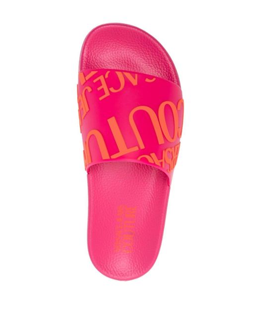 Sandali slides con stampa di Versace in Pink