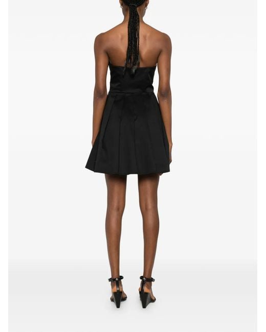 Twentyfourhaitch Black Pleated Strapless Mini Dress