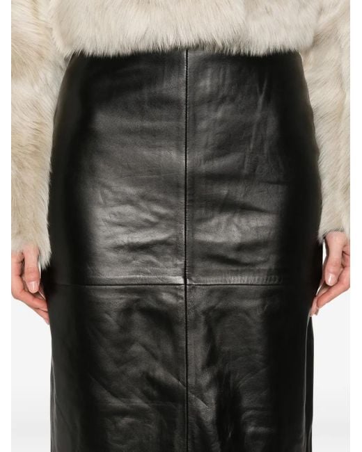 IRO Black Lambskin Panelled Skirt