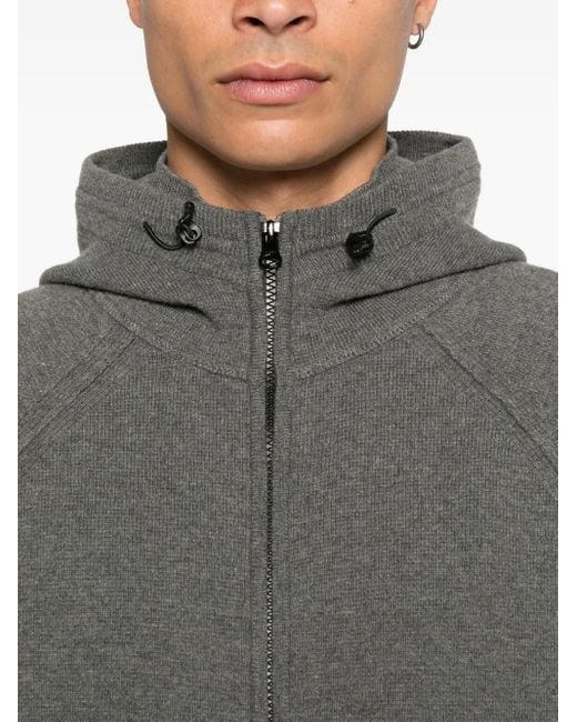 C P Company Gray Lens-Detail Zip-Up Hoodie for men