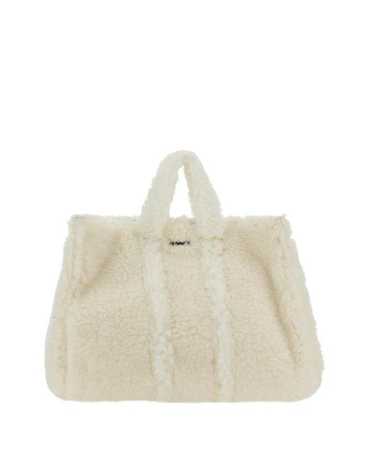 Sunnei Natural Fleece-Texture Tote Bag
