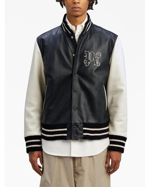 Palm Angels Black Varsity Jacket for men