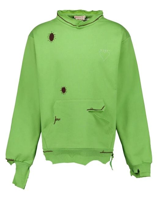 Marni Green Distressed Sweatshirt for men
