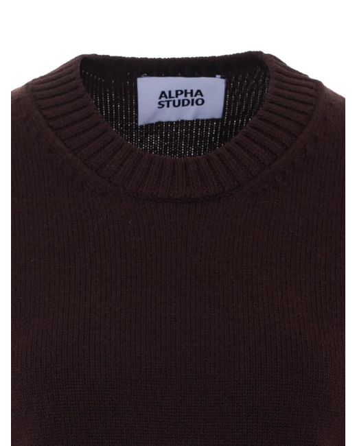 Alpha Studio Blue Crew-Neck Long-Sleeve Sweater