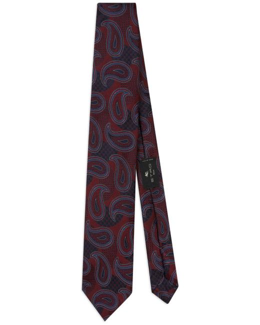 Cravatta con stampa paisley jacquard di Etro in Purple da Uomo