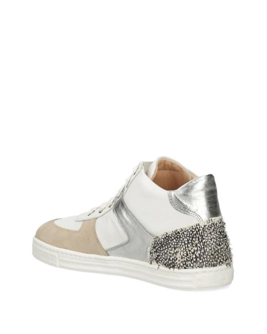 Agl Attilio Giusti Leombruni White Metallic-Panel Studded Sneakers