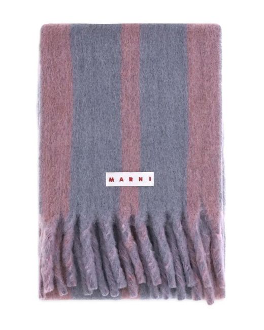 Sciarpa A Righe Con Frange di Marni in Purple da Uomo