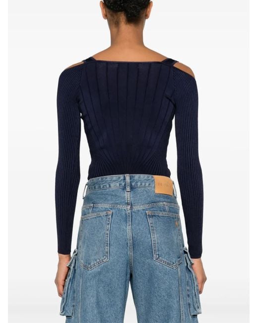 Body con cuello redondo Mugler de color Blue