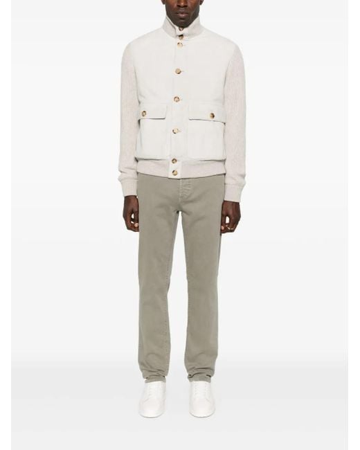 Brunello Cucinelli White High-Neck Jacket for men