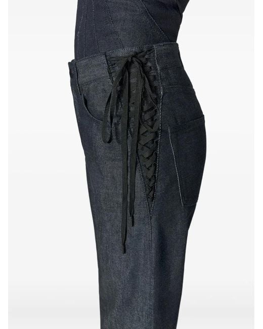 Mugler Blue Lace-Up Straight Jeans