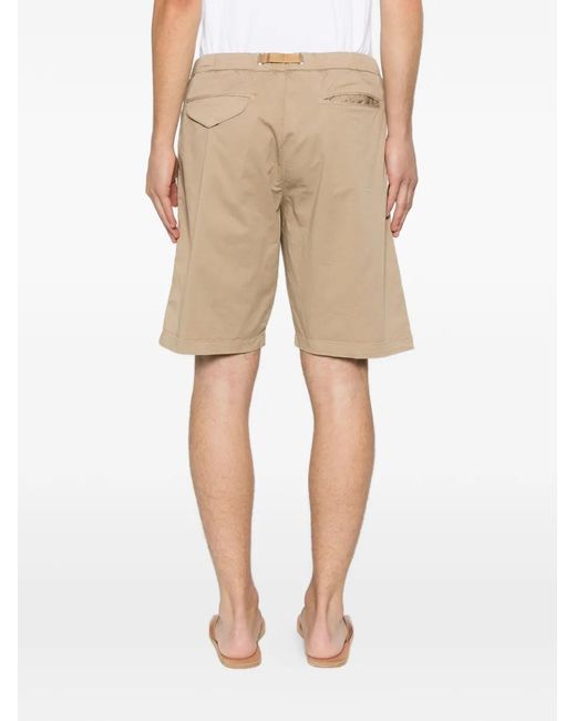 White Sand Natural Kevin Nf Belted Pleated Shorts for men
