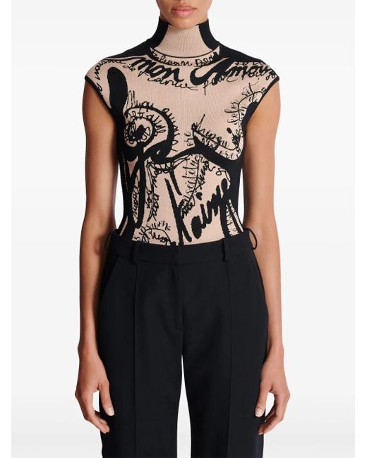 Balmain ジャカードニット ボディスーツ Black