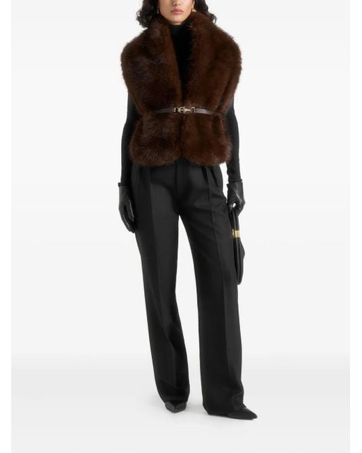 Manière De Voir Women's Black Lira Faux-Fur Belted Gilet