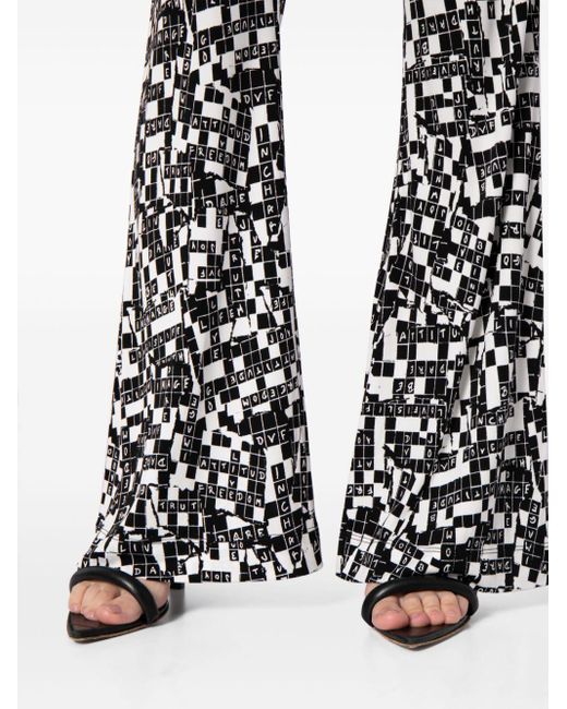 Diane von Furstenberg Black Brooklyn High-waisted Flared Trousers