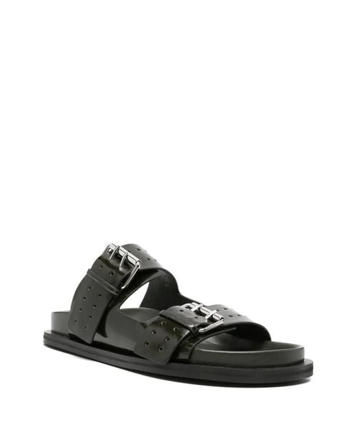 A.Emery Black Leon Flat Sandals