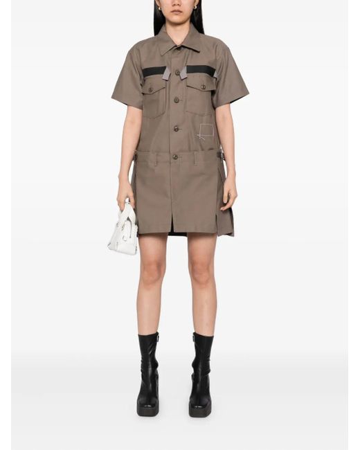 Sacai Brown X Wtaps Cotton Shirt Dress