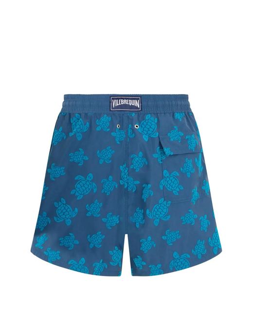 Vilebrequin Blue Turtle-Print Swim Shorts for men