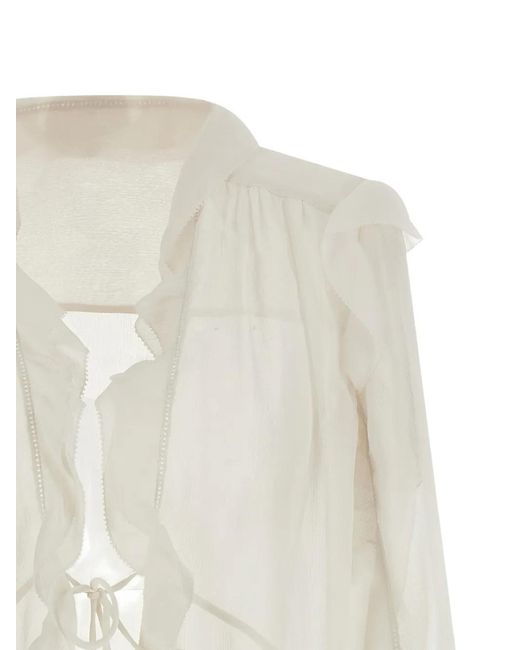 Alberta Ferretti White Ruffled-Design Blouse