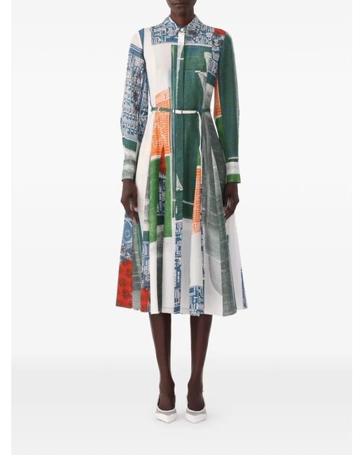 Jason Wu White X Robert Rauschenberg Robe-Chemise Mi-Longue À Plis