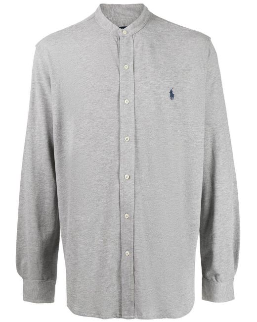 Polo Ralph Lauren Cotton Jerseyknit Buttondown Shirt in Grey (Grey