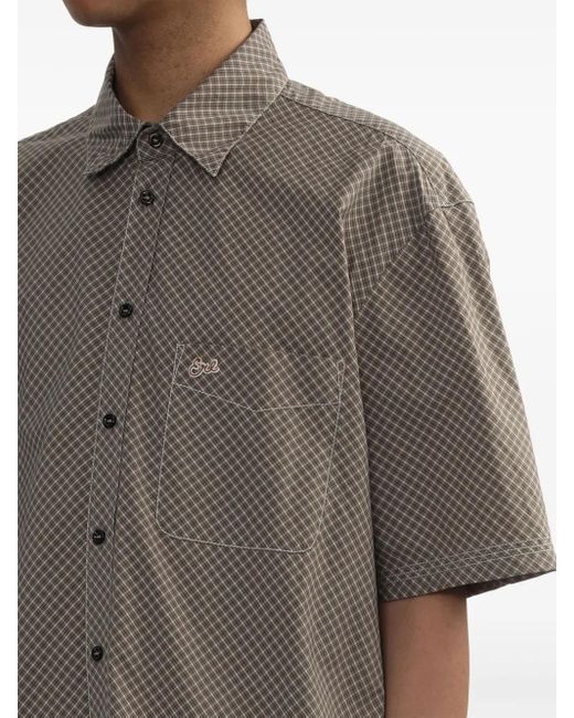 Camicia A Quadri A Maniche Corte di ERL in Gray da Uomo