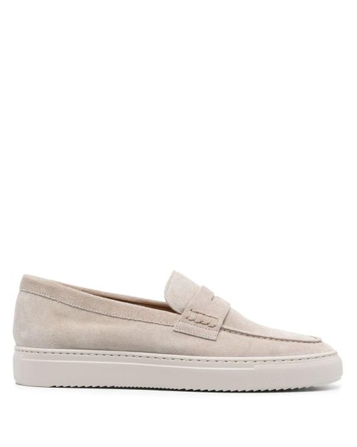 Doucal's White Almond Suede Loafers for men