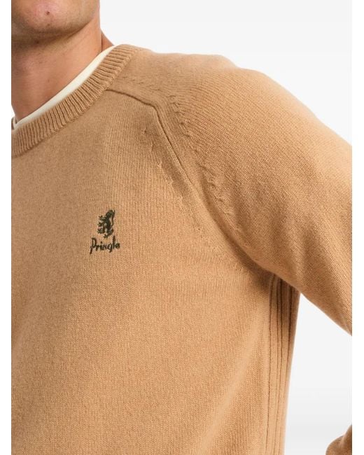 Pringle of Scotland Natural Crew-Neck Logo Sweater for men