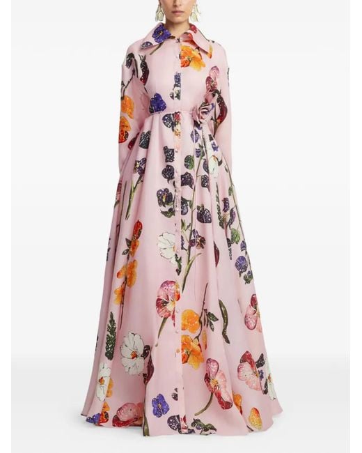 LEO LIN White Josephine Floral-Print Button Maxi Dress