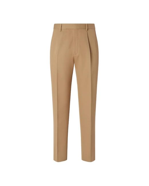 Zegna Natural Pleated Trousers for men