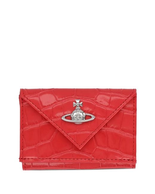 Vivienne Westwood Red Croc-Effect Orb Wallet