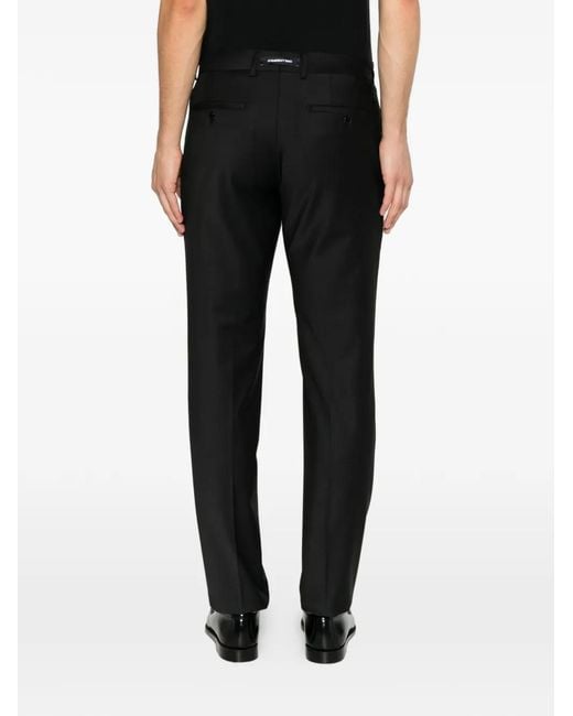 Karl Lagerfeld Black Pressed-Crease Tailored Trousers for men