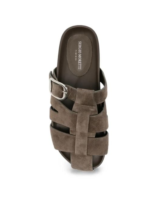 SERGIO MORETTI FIRENZE Brown Buckle-Fastening Caged Sandals