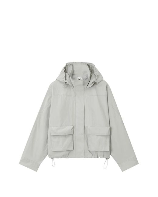 B+ AB White Hooded Oversized Jacket