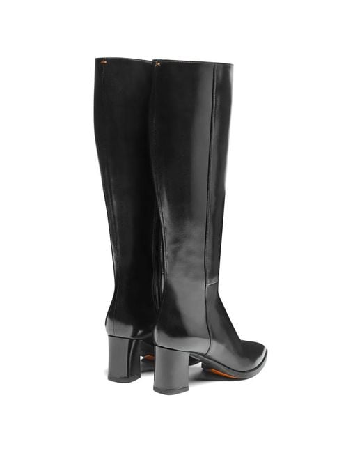 Santoni Black Pointed-Toe Block-Heel Boots