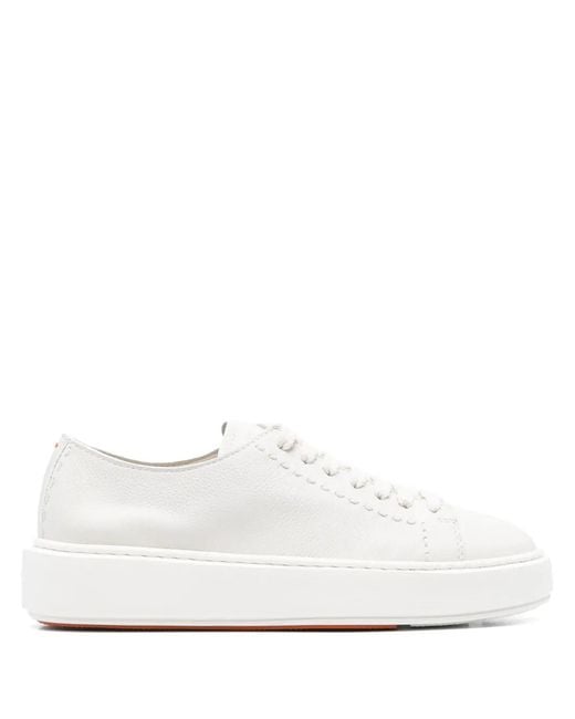 Santoni White Leather Sneakers