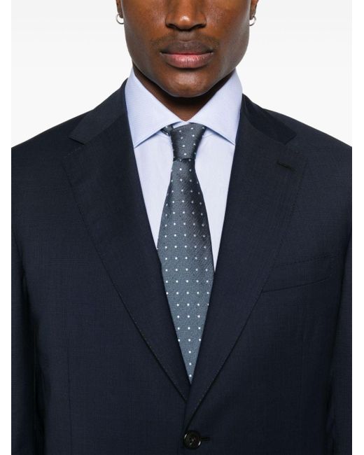 Brioni Blue Checked Wool Single-breasted Suit for men