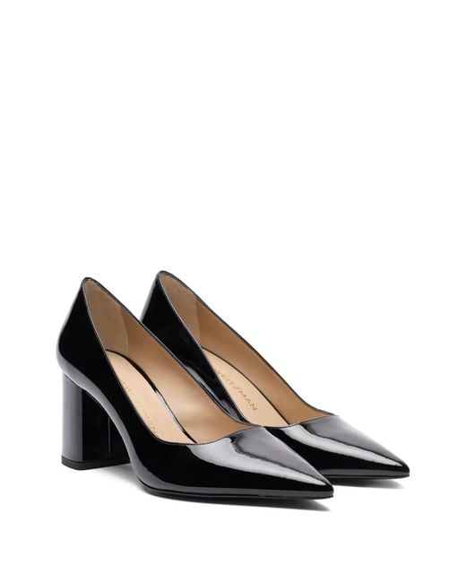 Stuart Weitzman Black Power Block-Heel Pointed Pumps