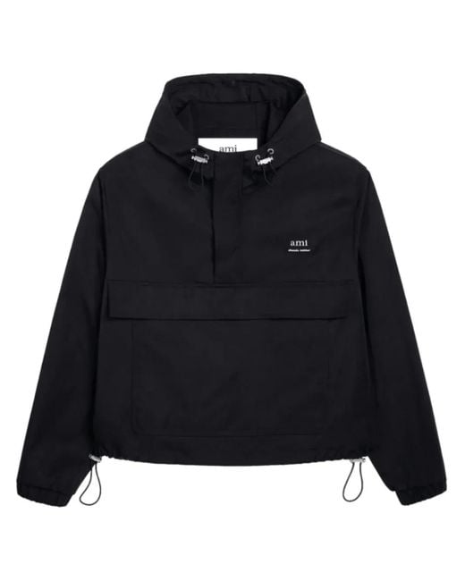 AMI Black Hooded Ami Alexandre Mattiussi Windbreaker