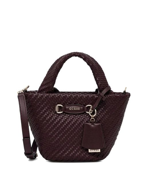 Guess Purple Mini Francy Woven Tote Bag
