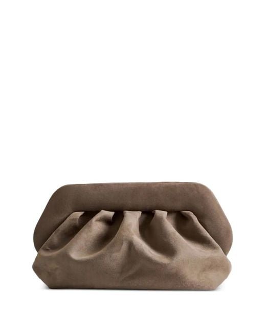 Pleated clutch bag THEMOIRÈ de color Brown