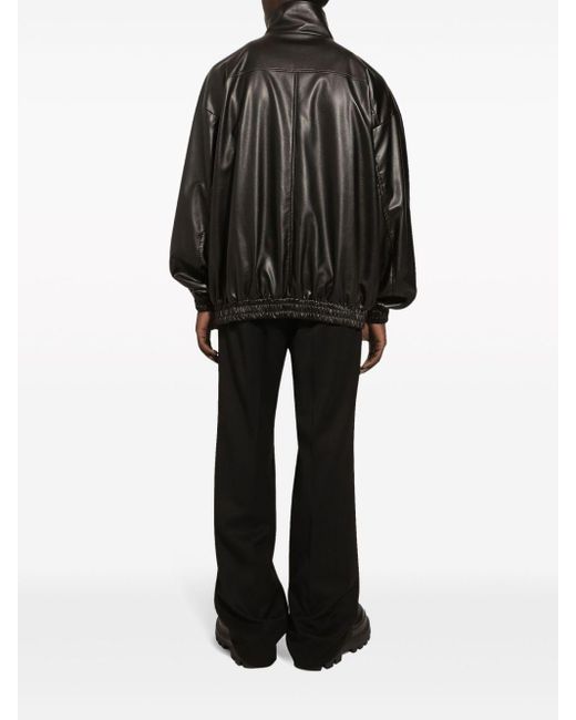 Dolce & Gabbana Black Faux-leather Bomber Jacket for men