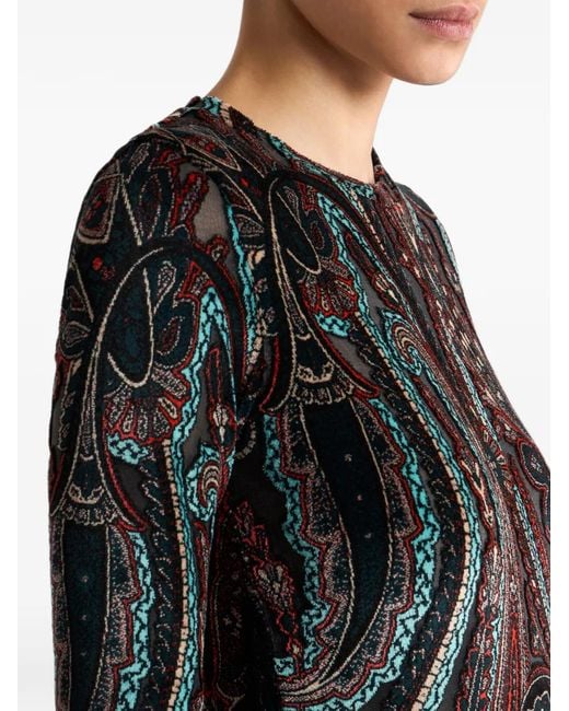 Etro Black Chenille Jacquard Sweater With Paisley Motif