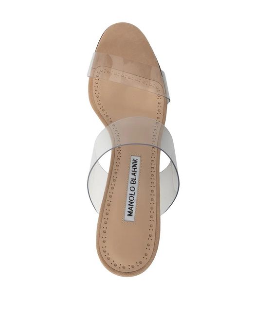 Manolo Blahnik White Scolto 90Mm Slip-On Sandals