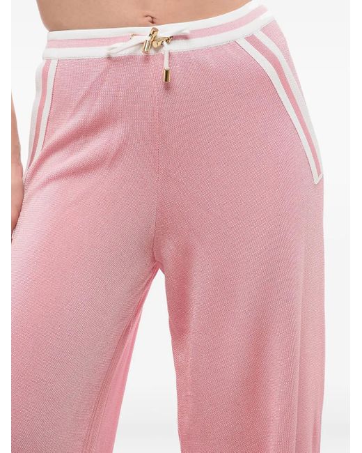 Balmain Pink Side-Stripe Elastic-Waistband Trousers