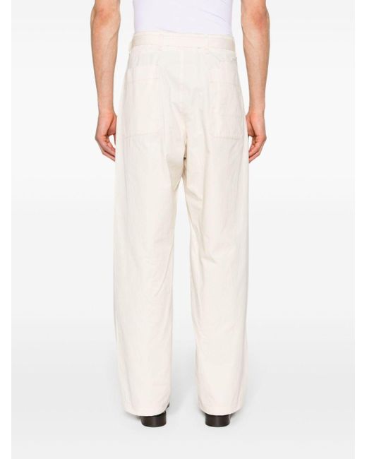 Pantalones rectos de talle medio Lemaire de hombre de color White