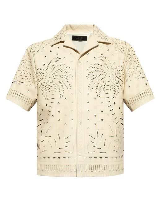 Chemise en cuir à design de perforations Amiri pour homme en coloris Natural