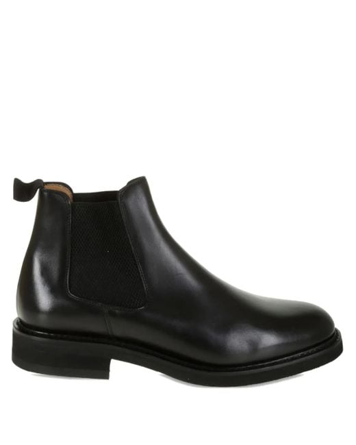 メンズ Berwick Shoes サイドゴア レザーブーツ Black